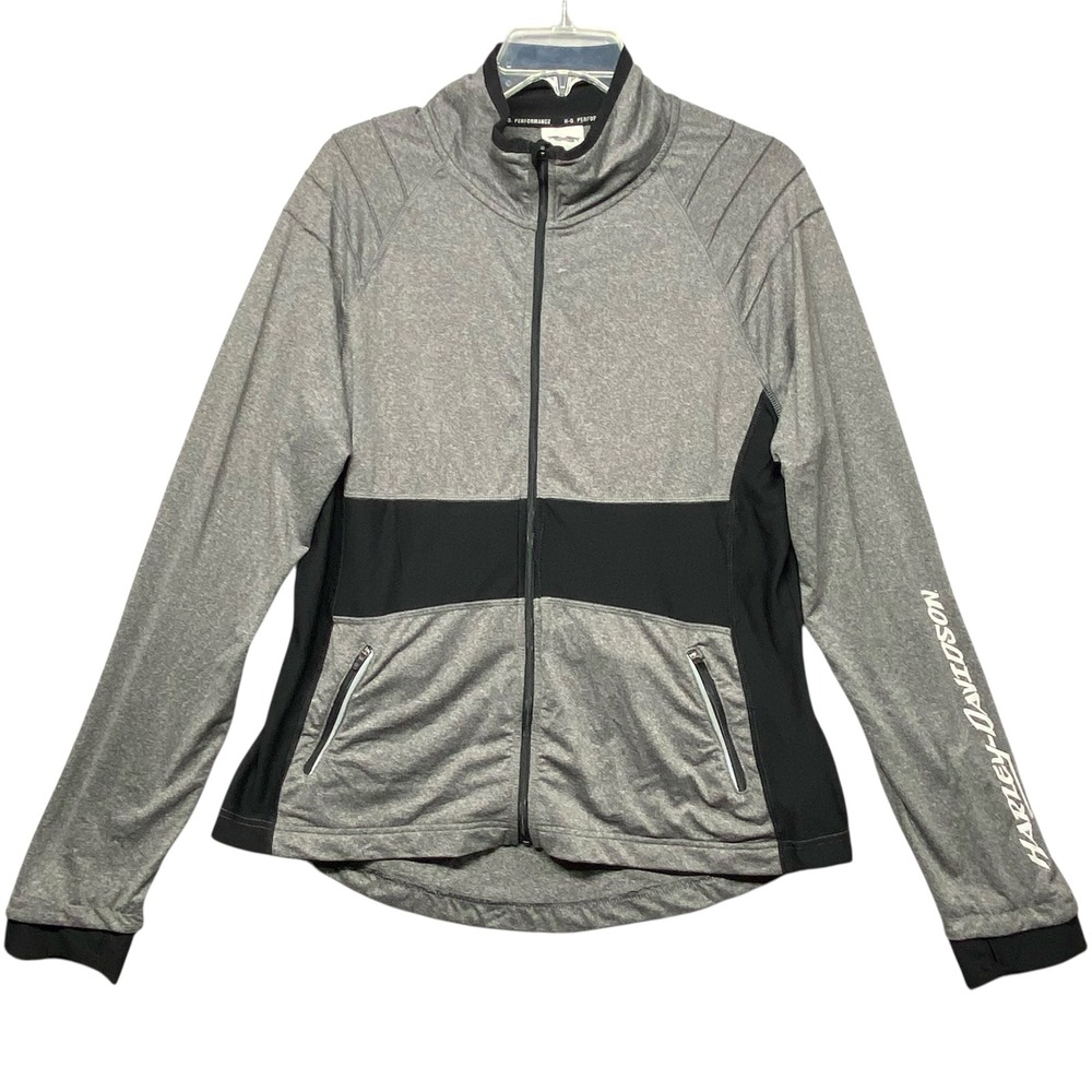 Harley Davidson Performance Gray Black Full‎ Zip Jacket Mens XL Athletic Track